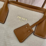 Prada Medium Linen Blend And Leather Tote Bag 1BG572
